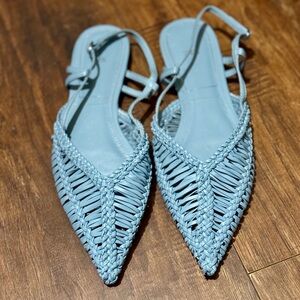 Blue Woven Sandals with Slingback Strap